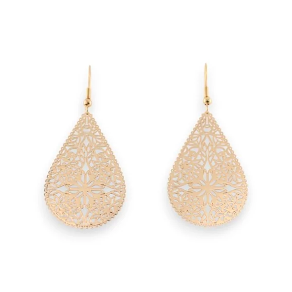 Boucles d'oreilles en métal doré motif dentelle