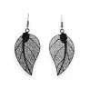 Boucles d'Oreilles Motif Feuille en Métal Noir | Design Nature Élégant
