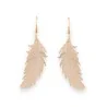 Pendientes de metal dorado con diseño de pluma