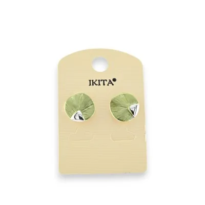 Green metal earrings by Ikita