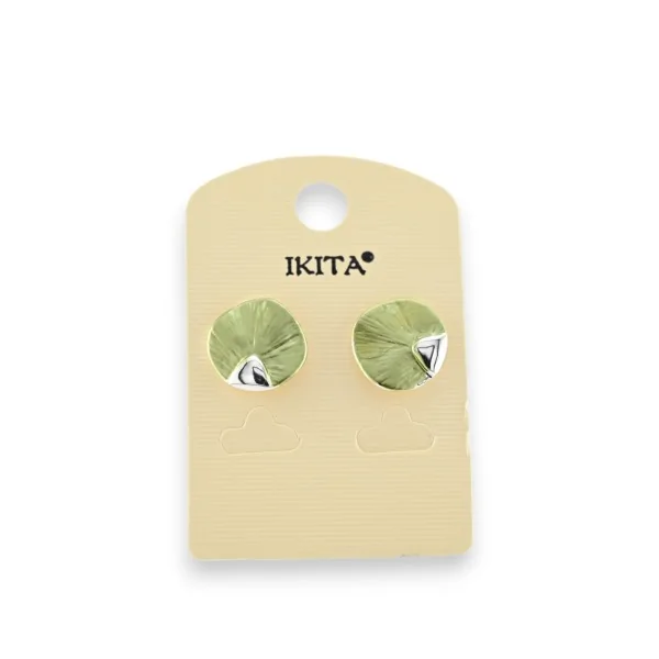 Green metal earrings by Ikita