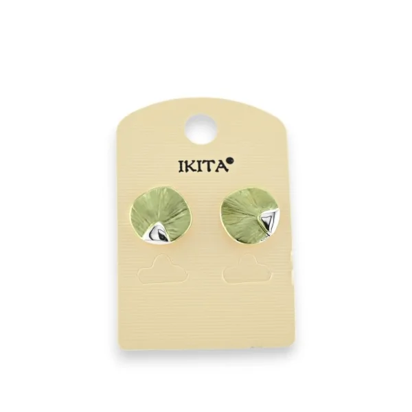 Green metal earrings by Ikita
