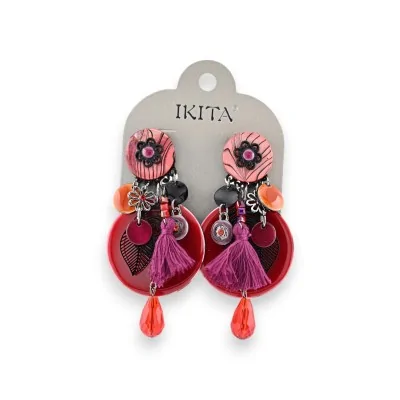 Multicolored metal clip-on earrings by Ikita