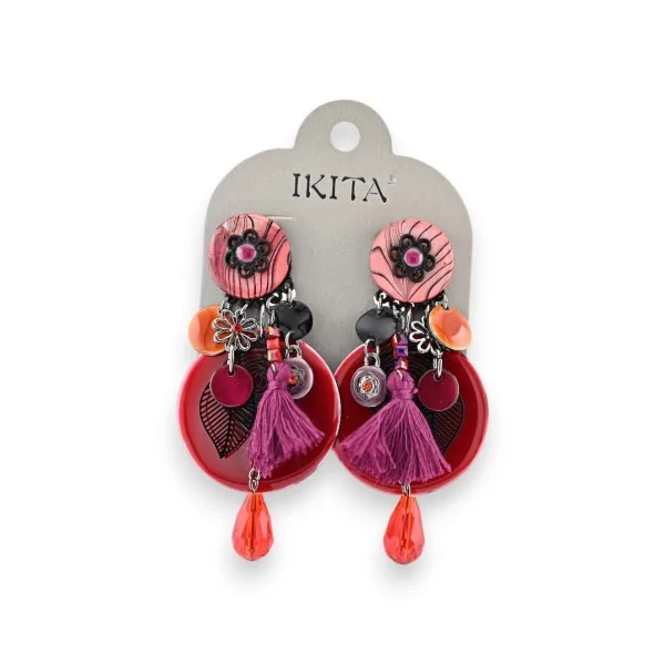 Multicolored metal clip-on earrings by Ikita