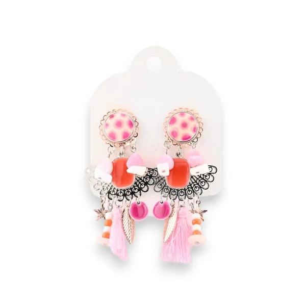 Ikita pink metal clip-on earrings