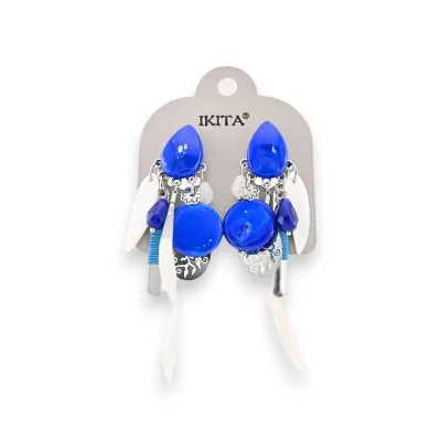 Pendientes de metal azul real de Ikita