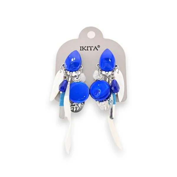 Pendientes de metal azul real de Ikita