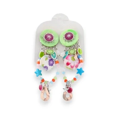 Multicolored metal clip-on earrings by Ikita