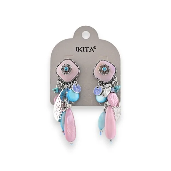 Brincos de pressão em metal rosa e azul da Ikita