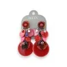 Boucles d'oreilles clip Ikita rouges à motifs floraux - Design unique 9cm
