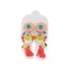 Brincos de clip em metal multicoloridos com pompons da Ikita