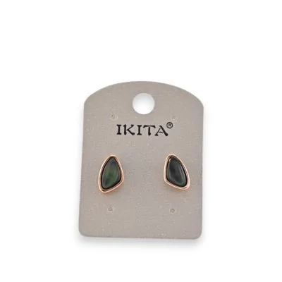 Gold metal earrings with mother-of-pearl by Ikita brand