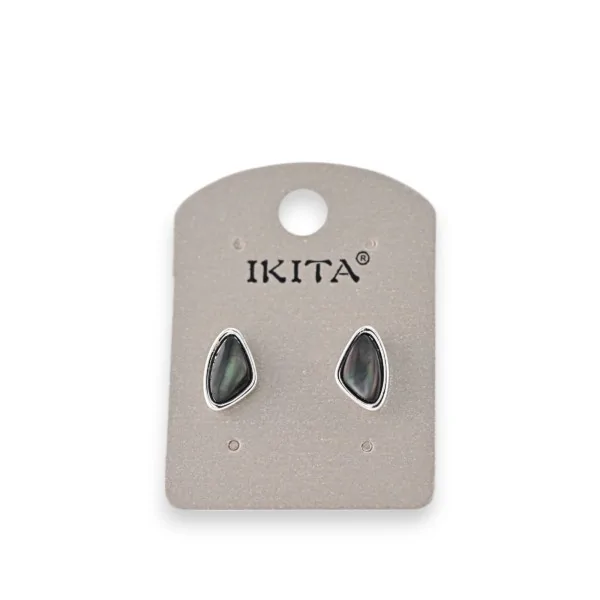 Pendientes de metal plateado con nácar marca Ikita