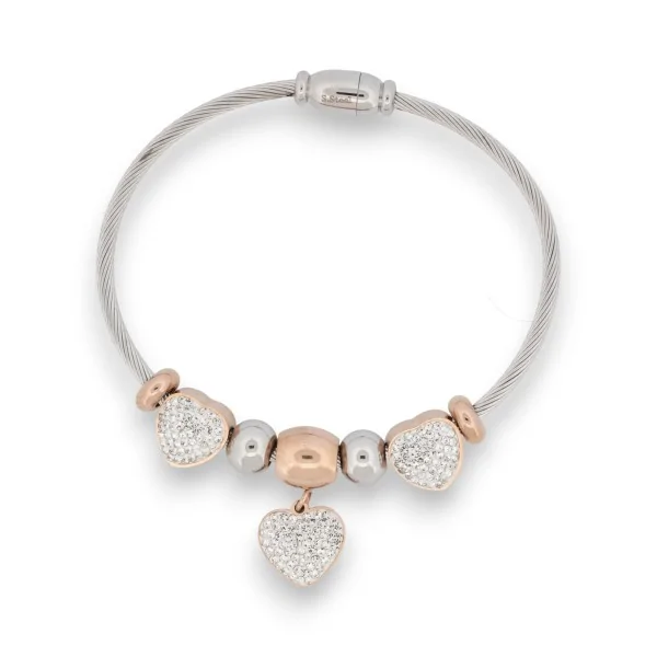 Feines Schmuckarmband mit silbernem und roségoldenem Herzanhänger