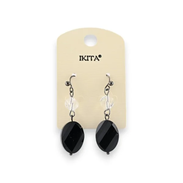 Brincos de metal preto e branco pendentes marca Ikita