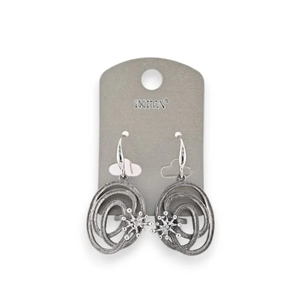 Brincos de metal cinza design marca Ikita