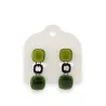 Black metal vintage earrings with khaki cubes by Ikita brand