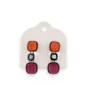 Boucles d'Oreilles Vintage Ikita | Cubes Orange et Grenat | Mode Tendance
