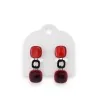 Boucles d'oreilles vintage Ikita | Cubes rouges métal noir élégants