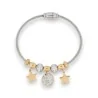 Pulsera charm de acero de dos tonos con estrellas