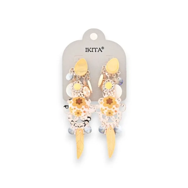 Bohemian chic clip-on earrings in gold-tone metal by Ikita