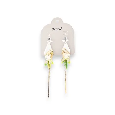 Pendientes colgantes de diseño elegante en metal plateado y dorado marca Ikita