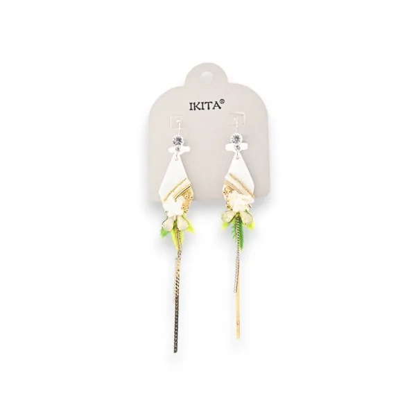 Chic design dangle earrings in silver and gold-toned metal by Ikita brand