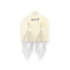 Silver-plated metal earrings with interlaced diamond shapes by Ikita