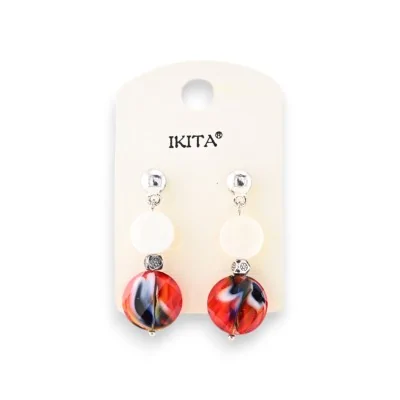 Silver-plated metal earrings with single stone by Ikita brand