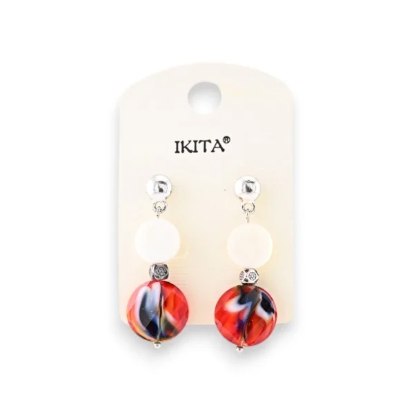 Silver-plated metal earrings with single stone by Ikita brand
