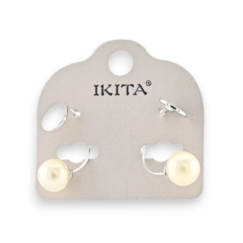 Boucles d'Oreilles Perle Ikita | Design Innovant Métal Argenté | Mode Tendance