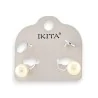 Pendientes de metal plateado con perla color crudo, diseño de la marca Ikita