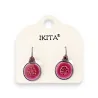 Boucles d'Oreilles Médaillon Grenat Rose Ikita | Design Élégant & Tendance