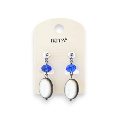Orecchini Ikita con perle blu argentate