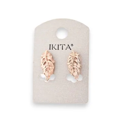 Copper rose feather earrings by Ikita