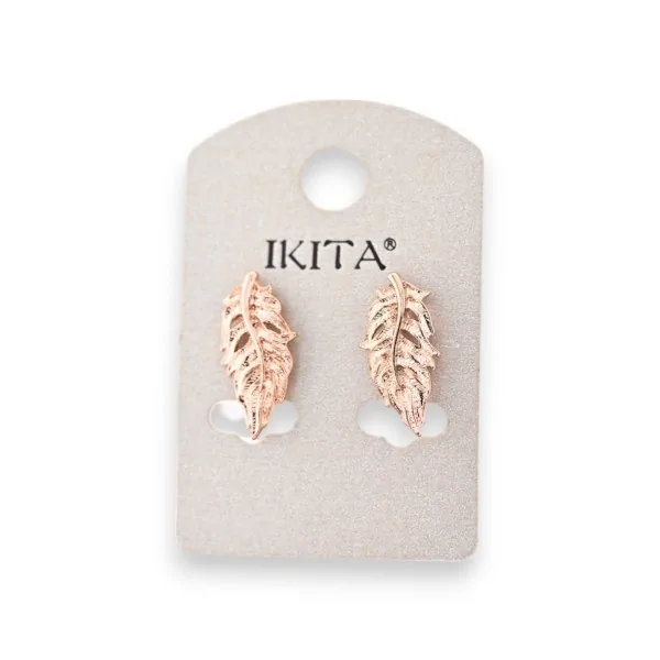 Copper rose feather earrings by Ikita