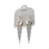 Boucles d'oreilles longues Ikita - Bijou fantaisie argenté à franges