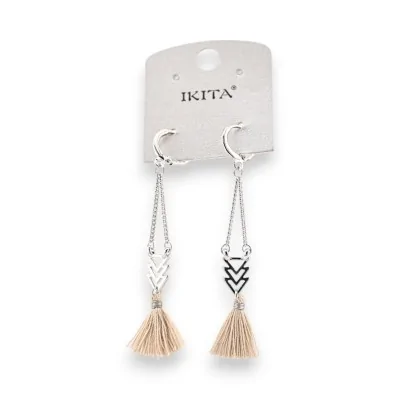 Bohemian taupe tassel earrings by Ikita