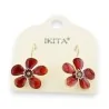 Rote Vintage-Blumen-Ohrringe Ikita