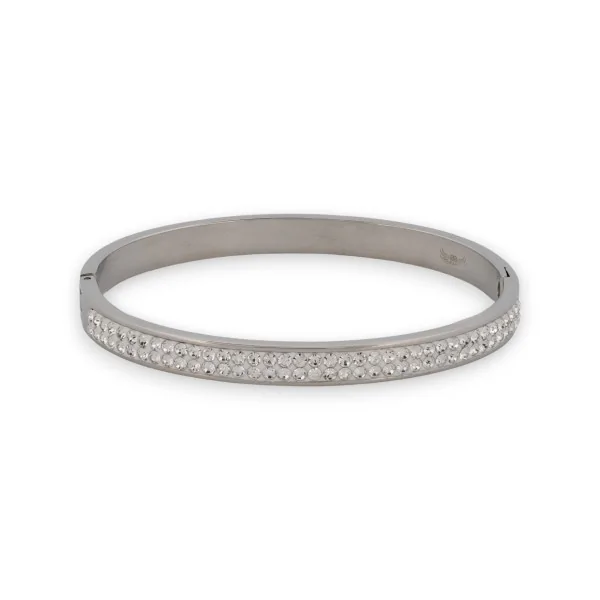 Feiner silberfarbener Armreif mit Strassband