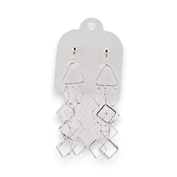 Boucles d'oreille cascade géométrique argentées