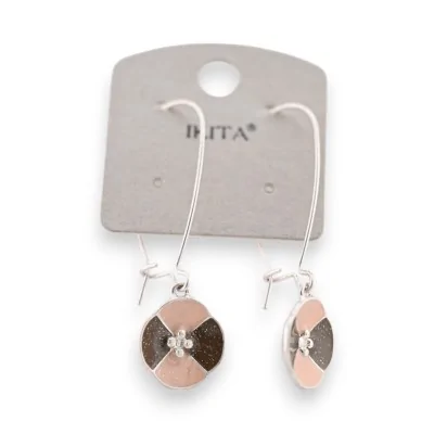 Beige und schwarze Blumen-Ohrringe von Ikita