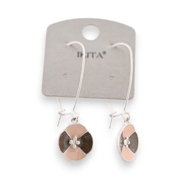 Boucles d'oreilles fleur beige et noire Ikita