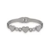 Bracelet Jonc Coeurs & Strass | Bijou Romantique Argenté | Mode Tendance