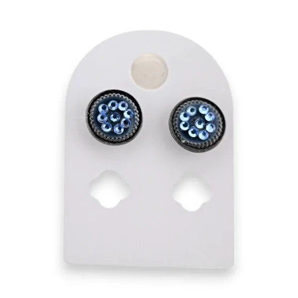 Sky blue round metal earrings