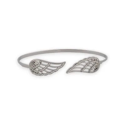 bracelete fino prateado com asas de anjo