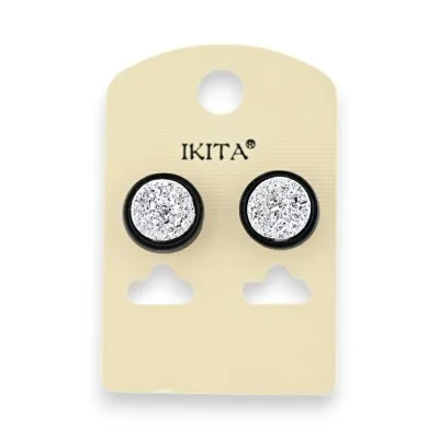 Silver Textured Hoop Earrings by Ikita