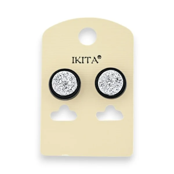 Silver Textured Hoop Earrings by Ikita