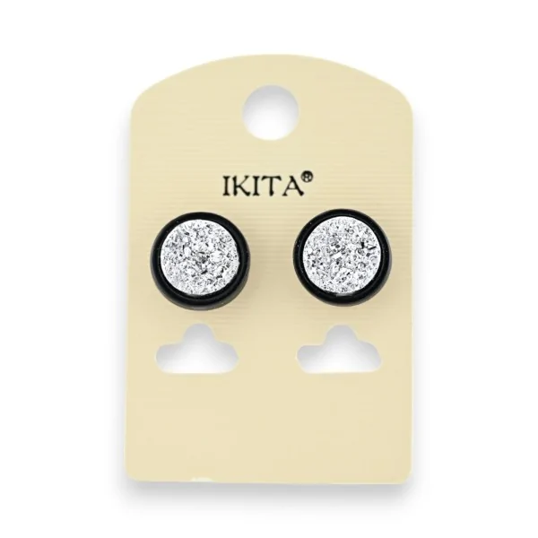 Silver Textured Hoop Earrings by Ikita