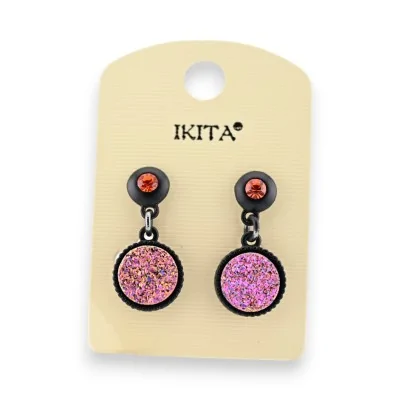 Brincos com efeito texturizado rosa laranja da Ikita